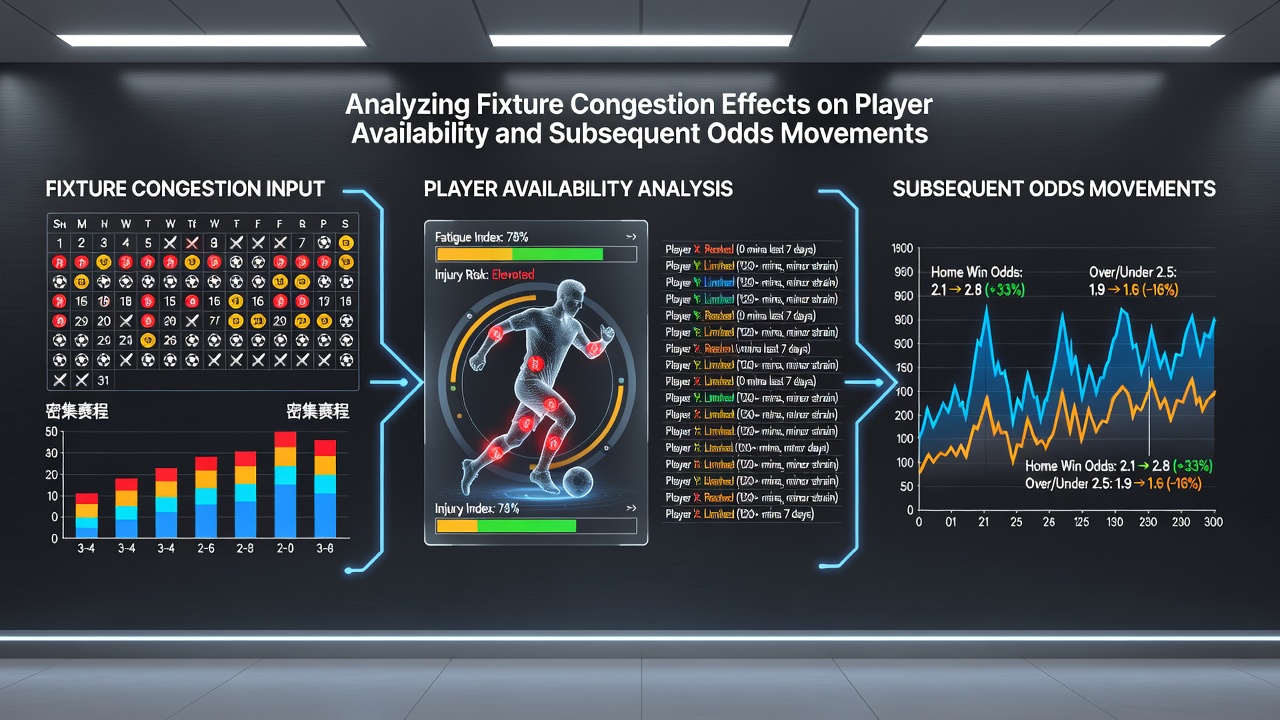 Chart displaying betting odds movements correlated with player availability announcements during congested fixture periods