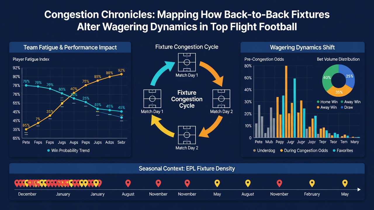 Infographic showing fixture congestion impact on football betting statistics and player performance data