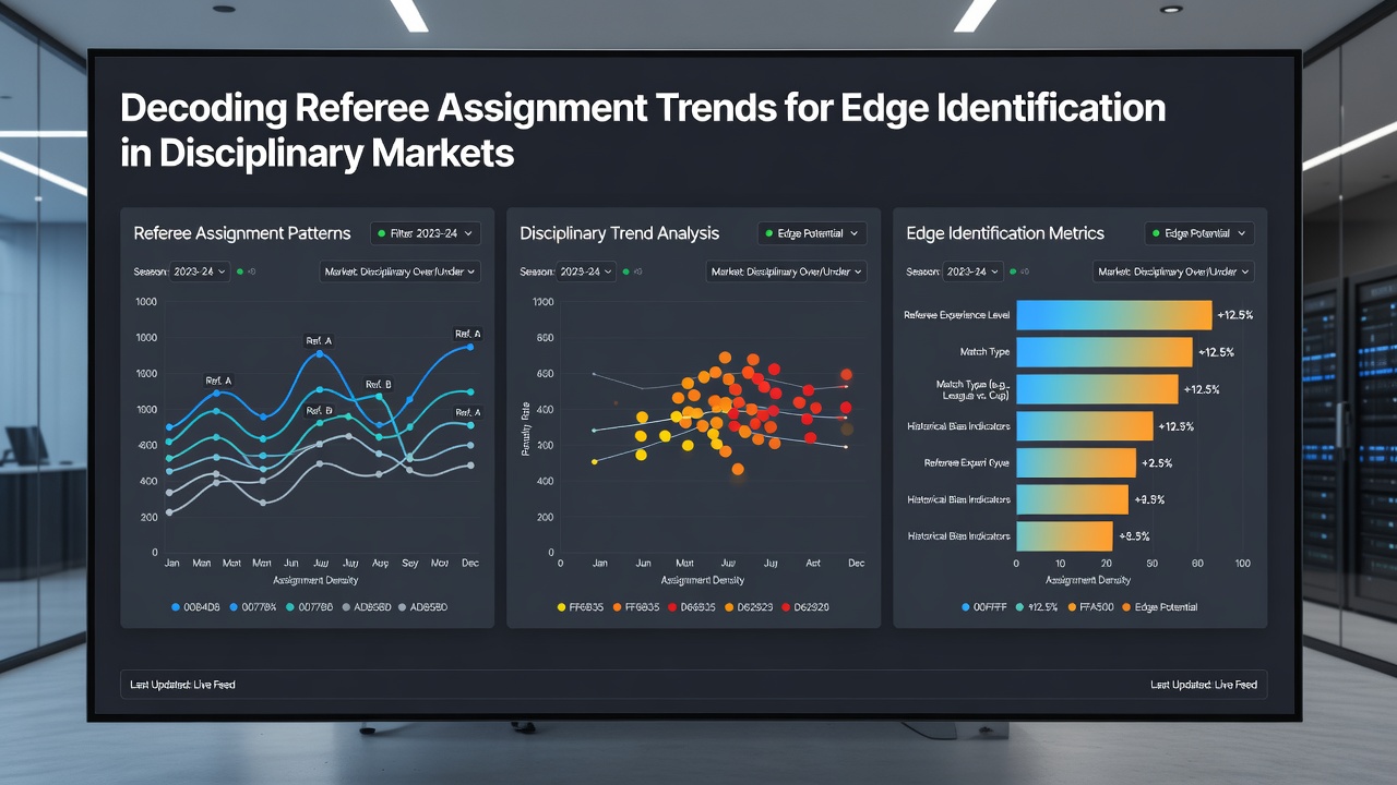 Detailed referee statistics dashboard with card averages and assignment history