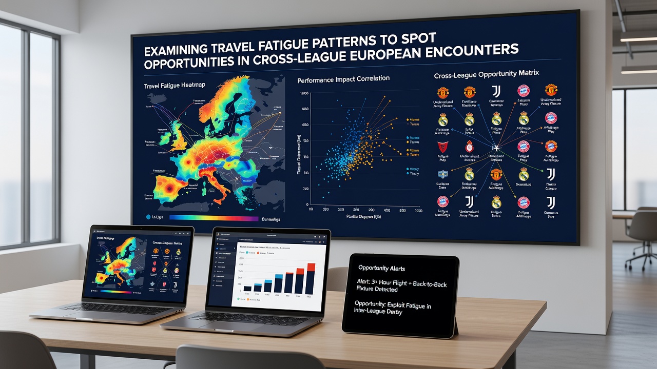 Detailed map of European flight routes connecting major football clubs for cross-league fixtures, illustrating travel distances and fatigue risks