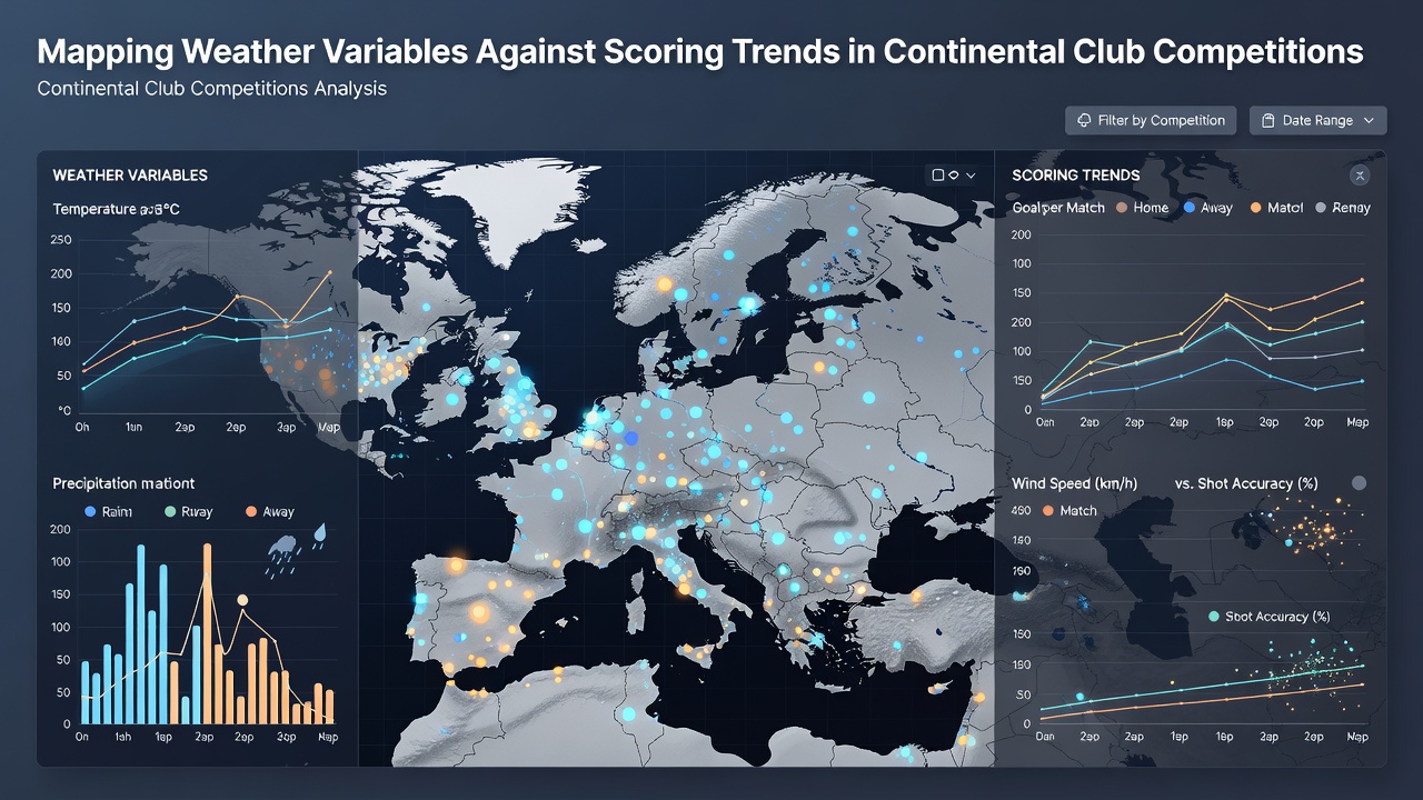 Statistical chart mapping wind and humidity variables against goal counts in Champions League matches